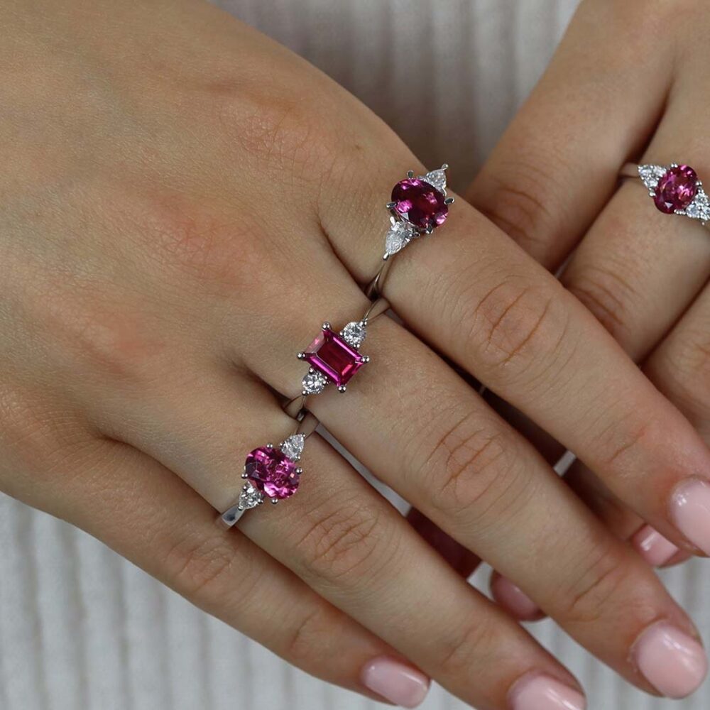 Alma Pink Tourmaline Diamond Rings Heidi Kjeldsen Jewellery R1729 CS0400 R1725 model