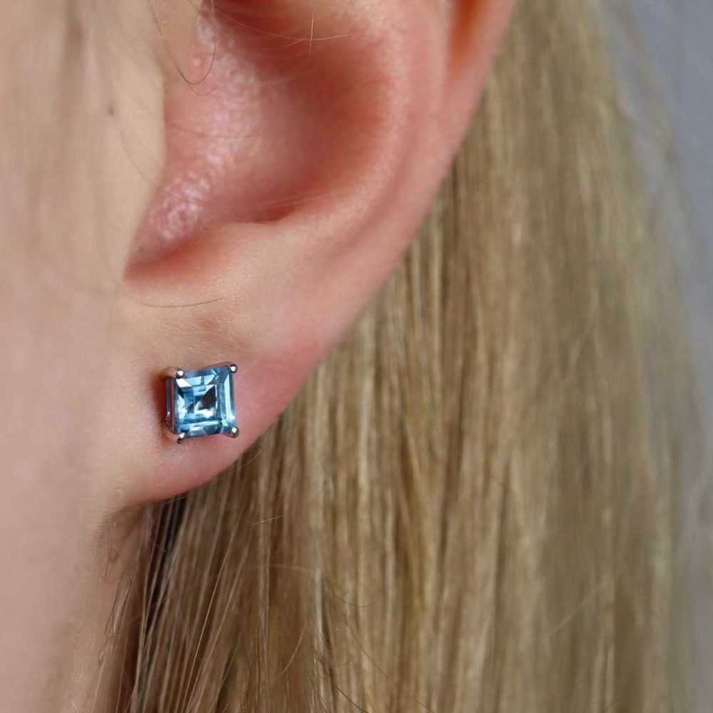 Blue Topaz Square Cut Earrings By Heidi Kjeldsen Jewellers ER1949 model
