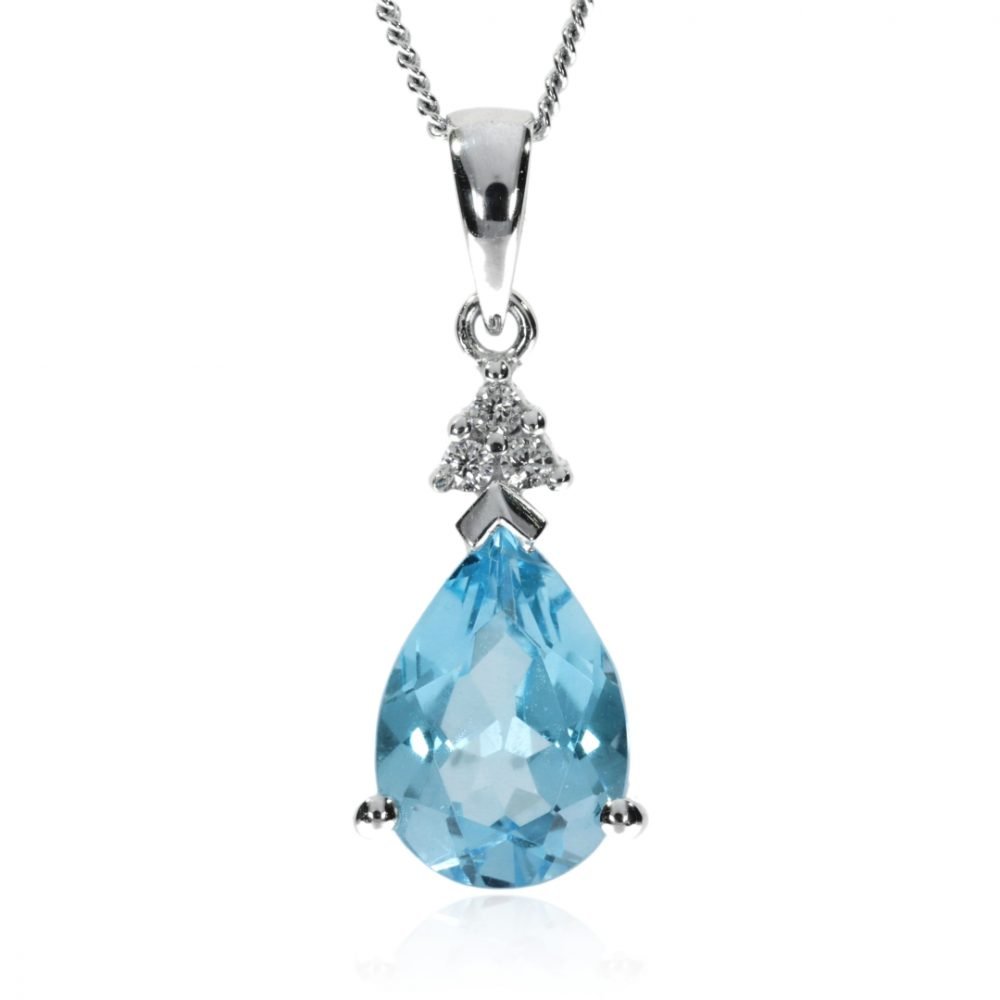 Blue Topaz and Diamond Pendant by Heidi Kjeldsen jewellery P942 front