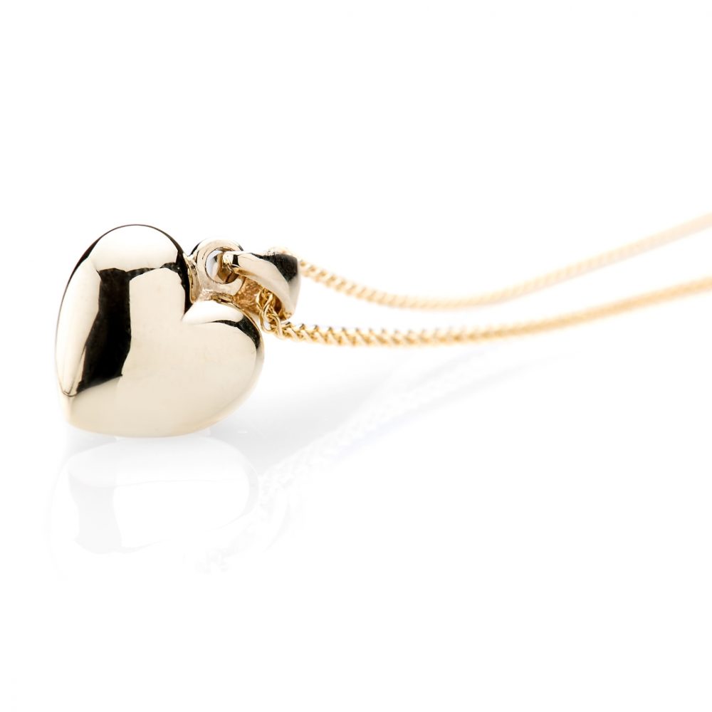 Heidi Kjeldsen Jewellery Tactile and Chubby Little Gold Heart Pendant P959 side