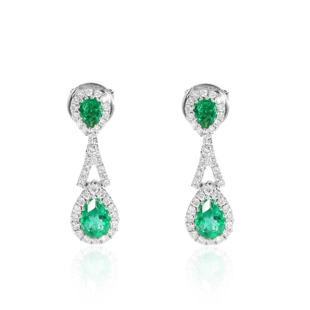 Jette Emerald and Diamond Drop Earrings