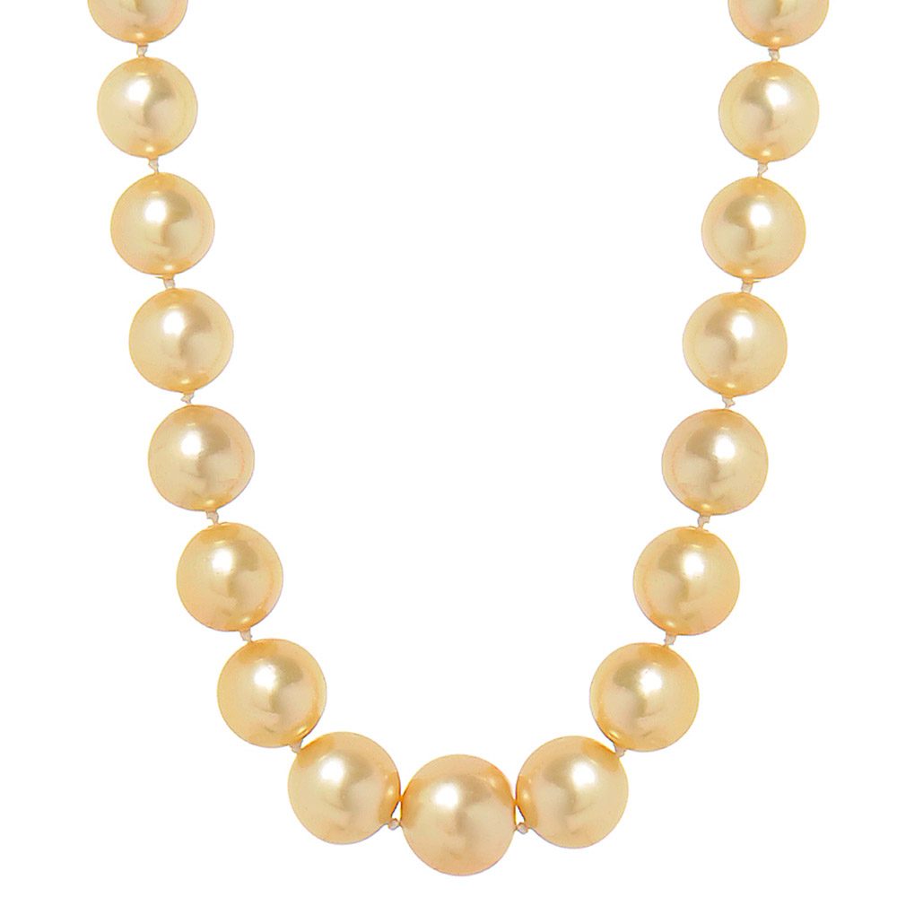 Heidi Kjeldsen Sumptuous Champagne South Sea Pearl Necklace with 18ct Diamond Clasp. NL835