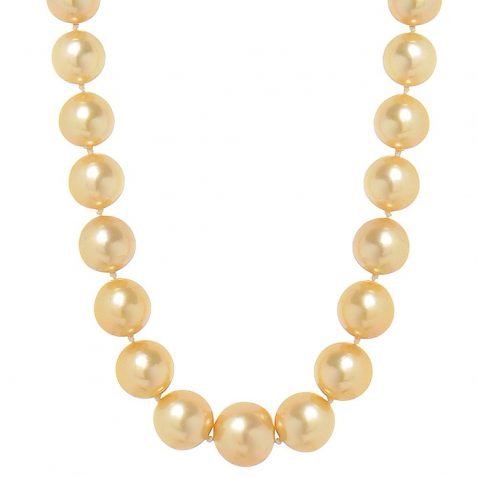 Heidi Kjeldsen Sumptuous Champagne South Sea Pearl Necklace with 18ct Diamond Clasp. NL835