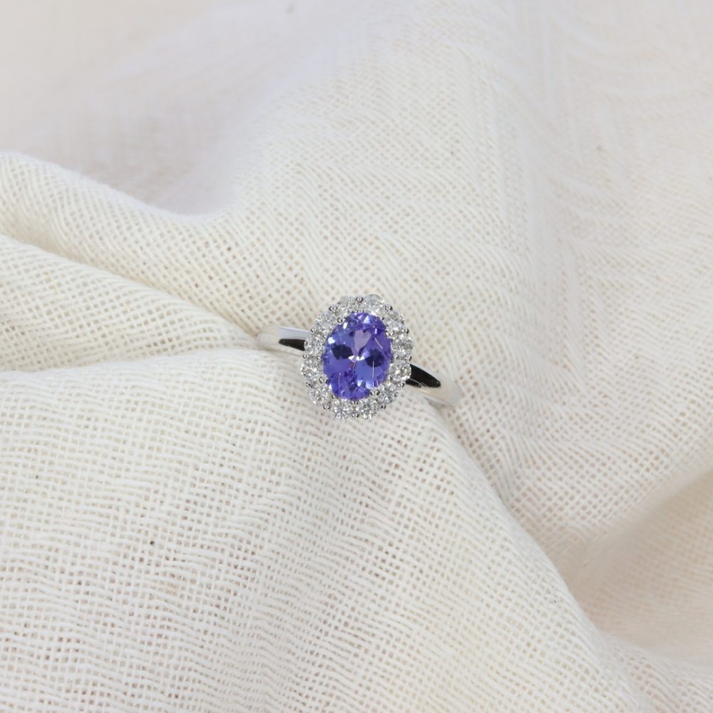 Gorgeous Tanzanite and Diamond Cluster Ring Heidi Kjeldsen Jewellery R891