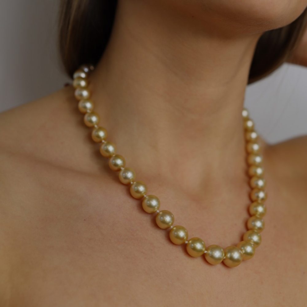 Golden South Sea Pearls By Heidi Kjeldsen Jewellery ER4775 and Necklace NL835 Model 8