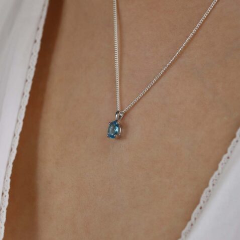 Freja Blue Topaz Oval Pendant Heidi Kjeldsen Jewellers P1054