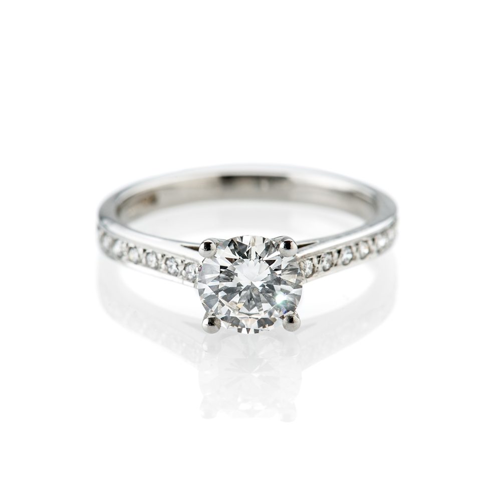 Heidi Kjeldsen Magnificent Diamond and Platinum Engagement Ring With Diamond Set Shoulders R1120