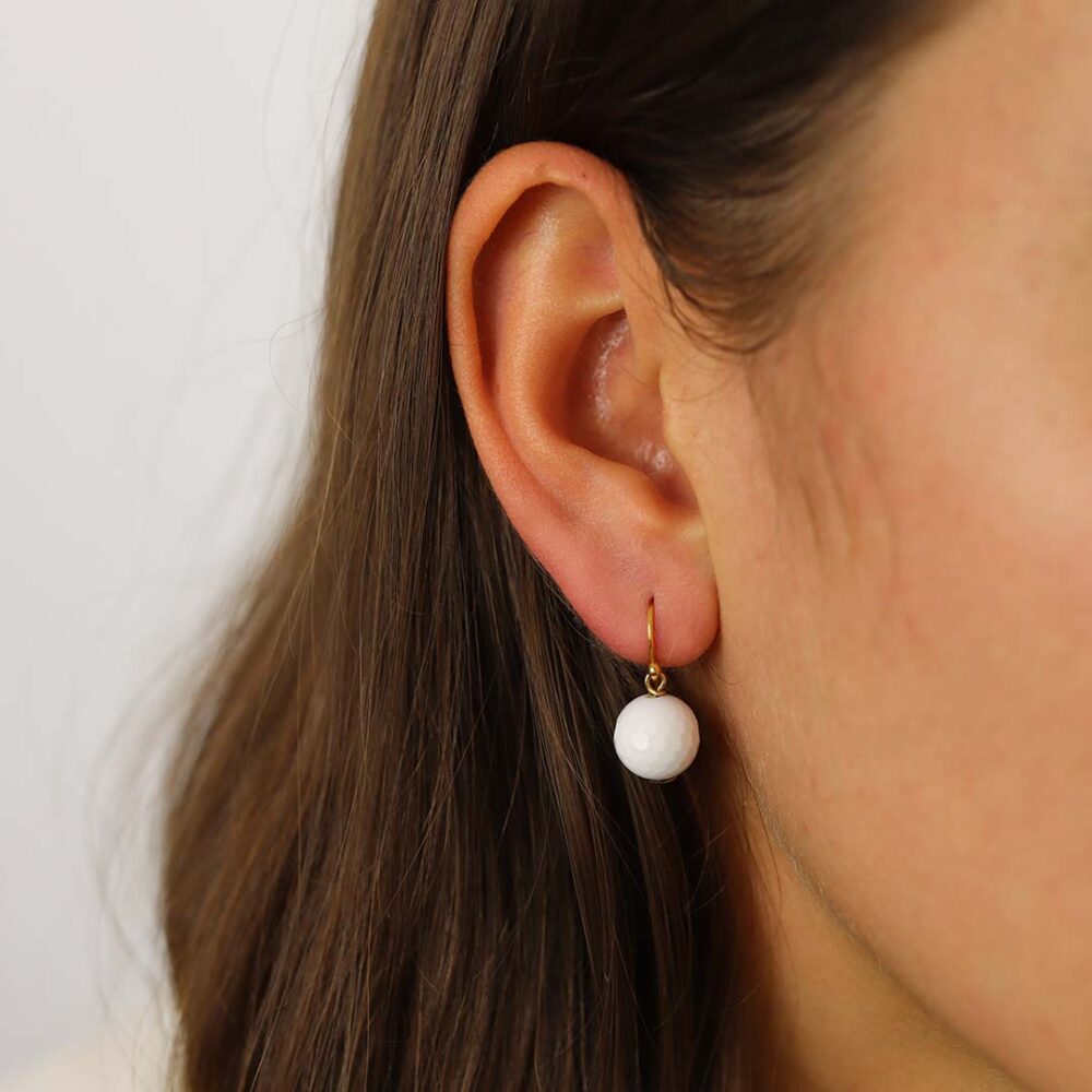 Naja white agate drop Earrings Heidi Kjeldsen Jewellery ER2028 model
