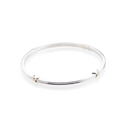 Tove Heidi Kjeldsen Delightful Solid Sterling Silver and 9ct Gold Kiss Bangle