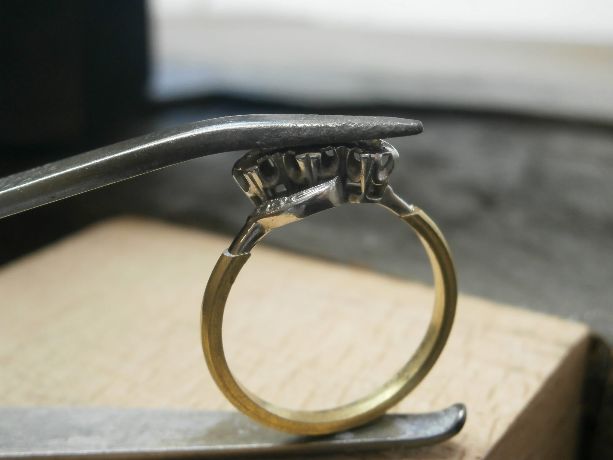 Ring refurbishment - new shank soldered to existing stone setting