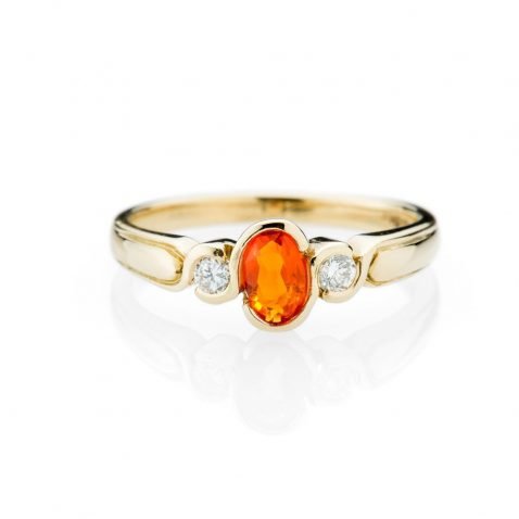 Heidi Kjeldsen Vibrant Fire Opal And Diamond 18ct Yellow Gold Ring