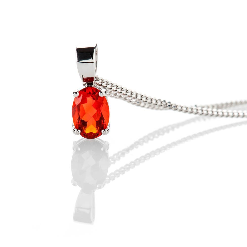 Heidi Kjeldsen Bright And Beautiful Oval Fire Opal Pendant 9ct White Gold - P1204+W9CB162.0-2