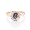 Viola Heidi Kjeldsen Charming Tanzanite And Diamond Cluster Ring In 18ct Rose Gold R1293 Front