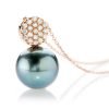 Heidi Kjeldsen Dark Mysterious Tahitian Pearl And Diamond 18ct Rose Gold Pendant - P1111-2