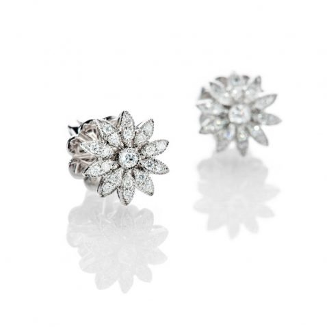 Heidi Kjeldsen Pretty Diamond And 18ct White Gold Flower Design Earrings - ER2077-1