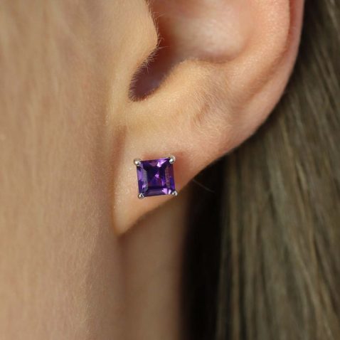 Viola-Amethyst Square Stud Earrings by Heidi Kjeldsen Jewellery ER1711 Model 5.JPG (1)