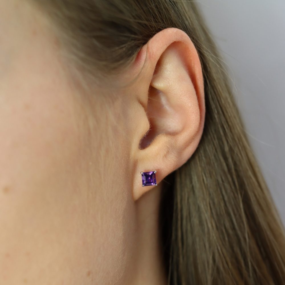 Viola Amethyst Square Stud Earrings by Heidi Kjeldsen Jewellery ER1711 Model 5.JPG