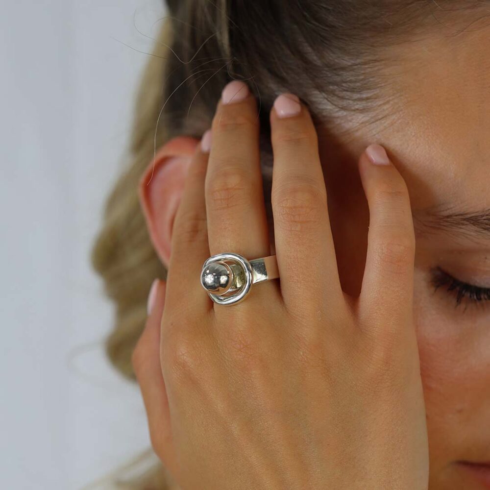 Eliza Silver Globe Ring Heidi Kjeldsen Jewellers R1205 model