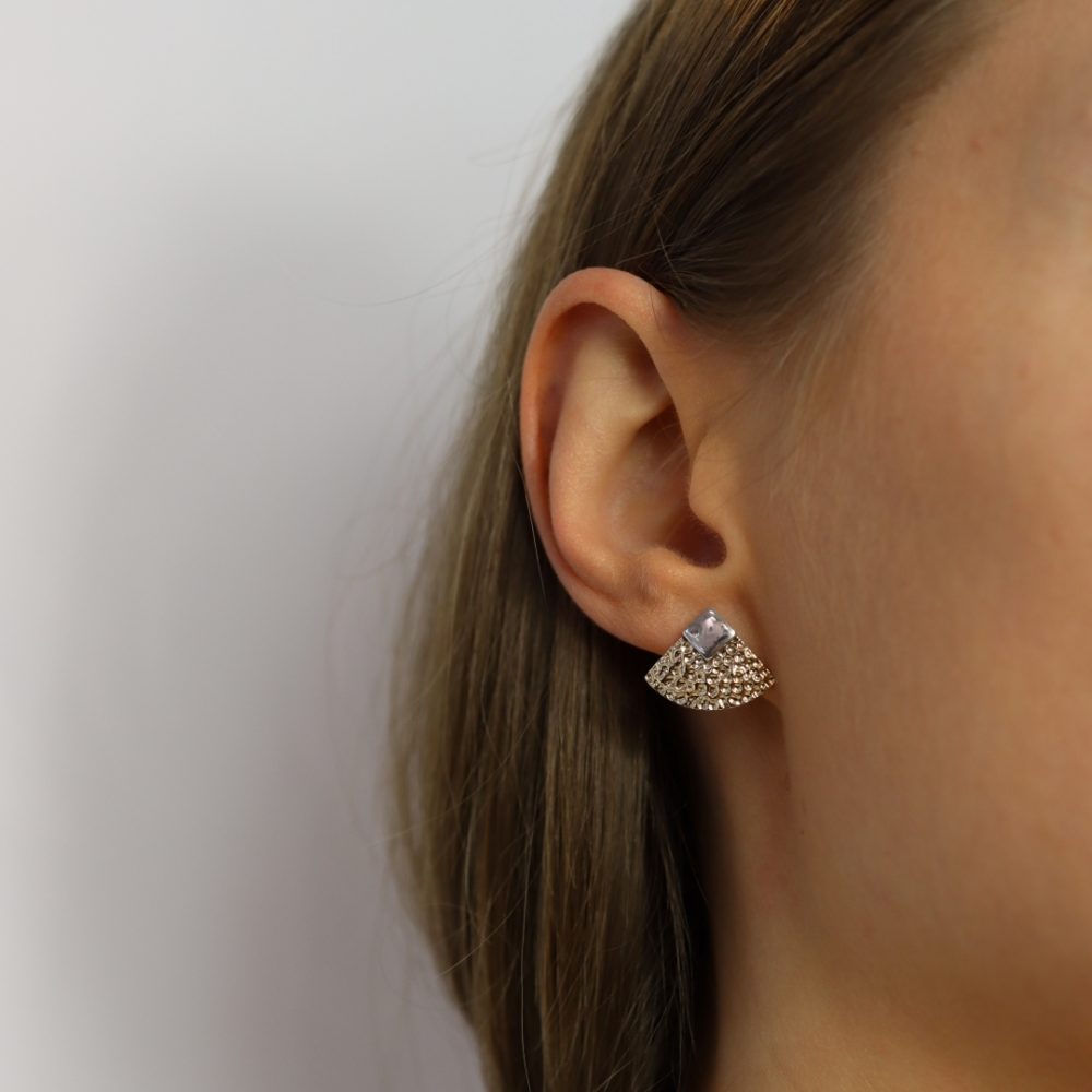 Gold and Silver Textured Earrings By Heidi Kjeldsen Jewellery ER921 Model 6.JPG