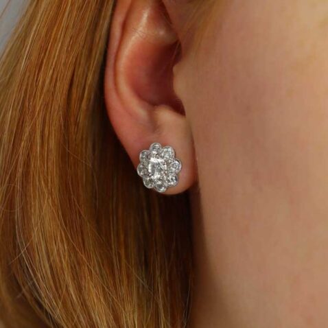 Hanne Diamond and Gold Cluster Earrings Heidi Kjeldsen Jewellery ER1379 model. (1)