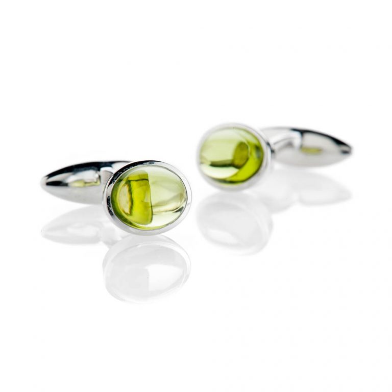 Heidi Kjeldsen Contemporary Green Natural Peridot And Sterling Silver Cufflinks - CL286-2