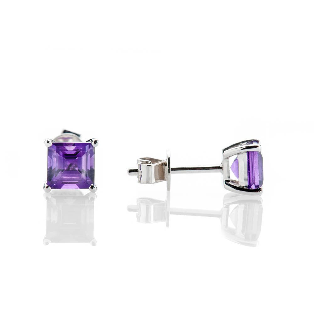 Heidi Kjeldsen Elegant Natural Square Amethyst And Gold Earstuds - ER1711-2