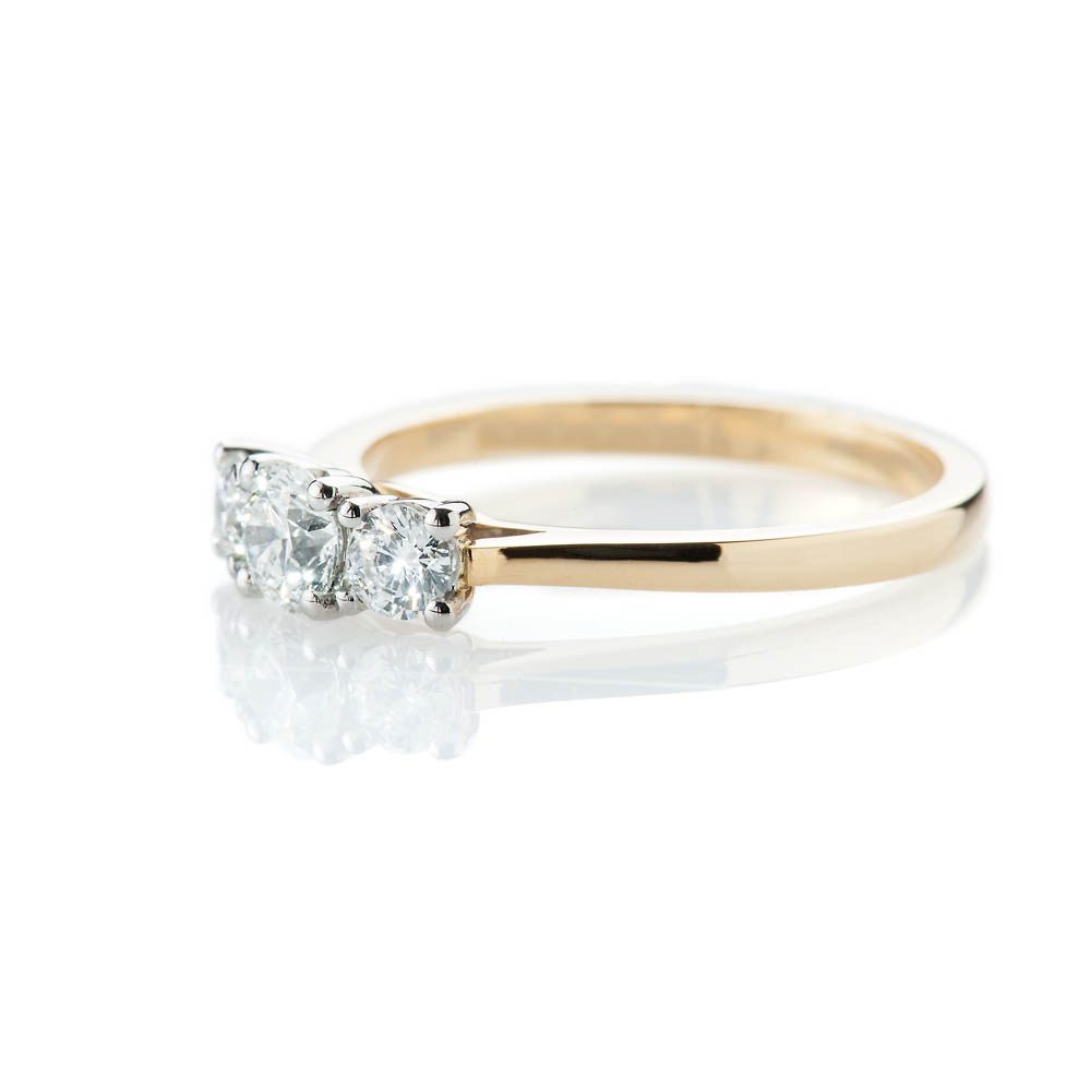 Heidi Kjeldsen Scintillating Brilliant Cut Natural Diamond Platinum And Gold Engagement Trilogy Ring - R1320-1