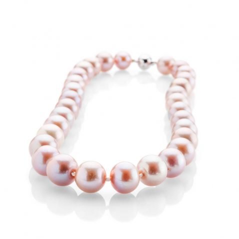 Heidi Kjeldsen Striking Lustrous Pink Natural Cultured Pearl Brilliant Cut Diamond And Gold Necklace - NL1204-1