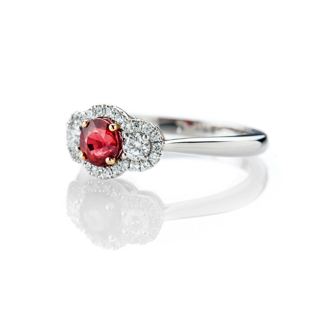 Heidi Kjeldsen Stunning Intense Red Natural Ruby Brillant Cut Diamond And Gold Cocktail Or Dress Ring - R1203-1
