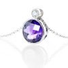 Heidi Kjeldsen Stylish Deep Purple Natural Amethyst Brilliant Cut Diamond And Gold Pendant - P1101-2