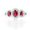 Heidi Kjeldsen Sumptuous Deep Red Natural Ruby Brillant Cut Diamond And Gold Triple Cluster Engagement Or Dress Ring - R1202 Front