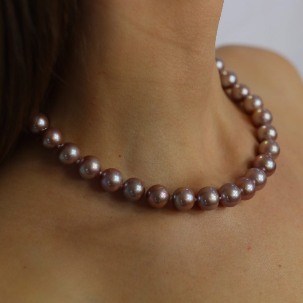 Pink Pearl and Diamond Earrings ER4793 and Necklace NL1334 By Heidi Kjeldsen Jewellery Model 5