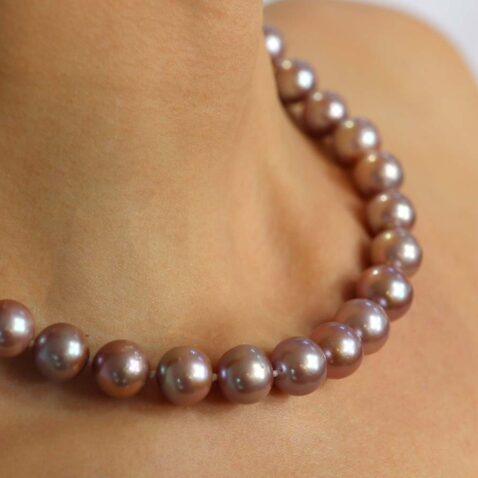 Pink Pearl and Diamond Earrings ER4793 and Necklace NL1334 By Heidi Kjeldsen Jewellery Model 5