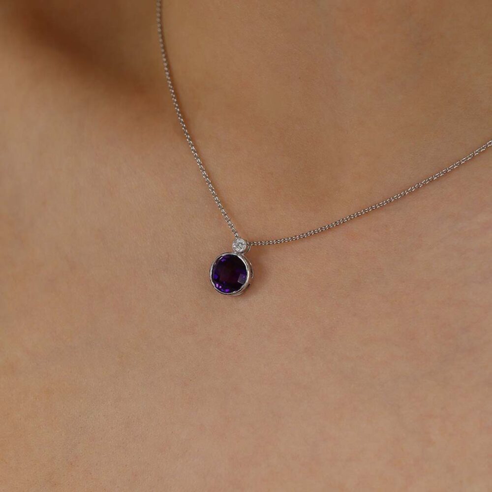 Viola Amethyst anbd Diamond Gold Pendant Heidi Kjeldsen Jewellers P1101
