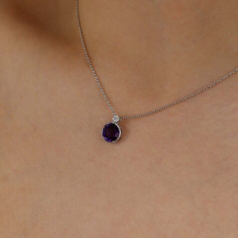 Viola Amethyst anbd Diamond Gold Pendant Heidi Kjeldsen Jewellers P1101