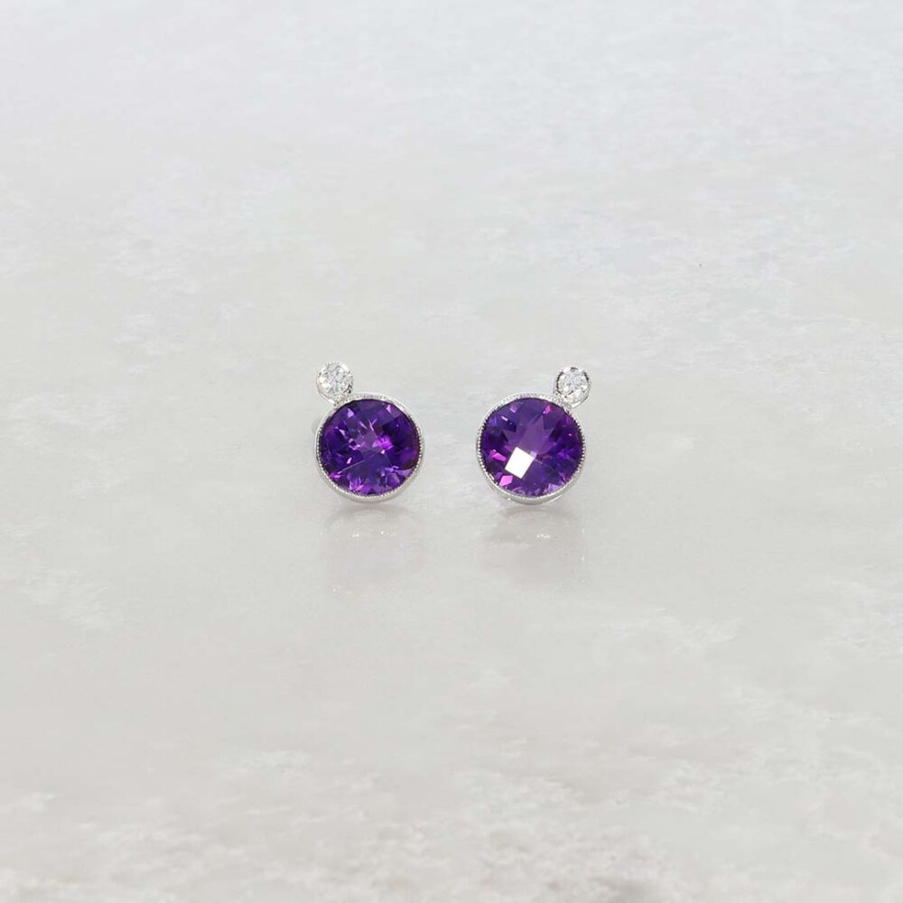 Viola Amethyst and Diamond Earrings By Heidi Kjeldsen jewellery ER2078 still 3