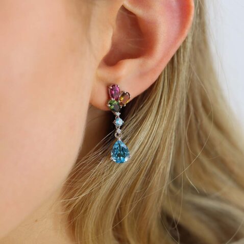 Freja Blue Topaz Tourmaline and Diamond Earrings Heidi Kjeldsen Jewellers ER1461