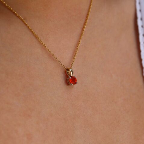Lisbet Round Fire Opal and Gold Pendant P1241