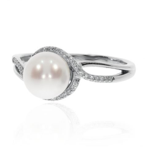 Delicate Natural Cultured Pearl And Diamond Dress Ring R1335 by Heidi Kjeldsen Side