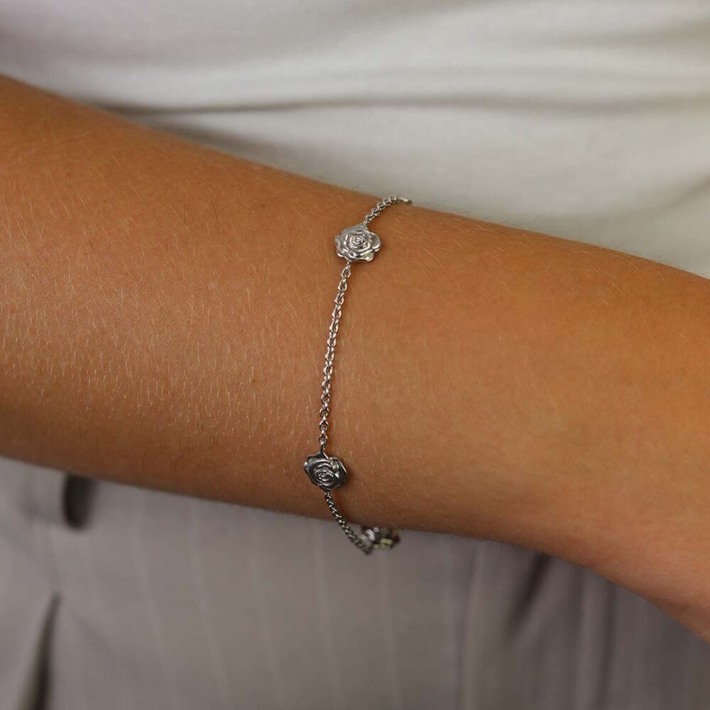 Espen Sterling Silver Rose bracelet By Heidi Kjeldsen Jewellery model BL1009