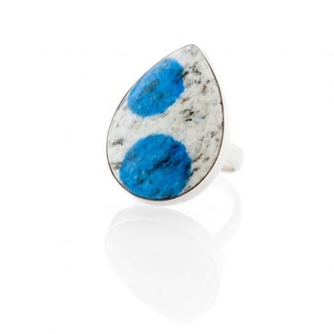 Striking Natural K2 Granite And Sterling Silver Drop Shaped Ring - Heidi Kjeldsen Jewellery - R1269-1