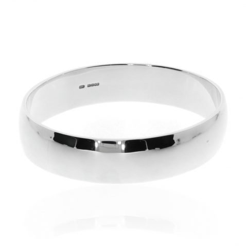 Stylish D Shaped Oval Sterling Silver Bangle By Heidi Kjeldsen Jewellery BL063 Front