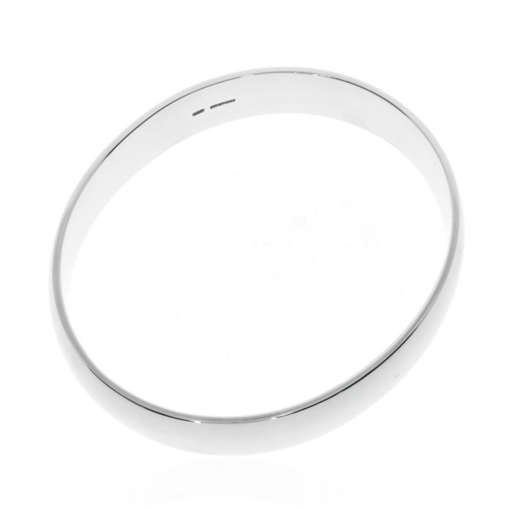 Stylish D Shaped Oval Sterling Silver Bangle By Heidi Kjeldsen Jewellery BL063 Top