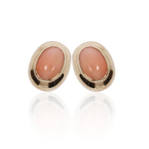 Elegant Coral Pink and Gold earrings Stacked View
