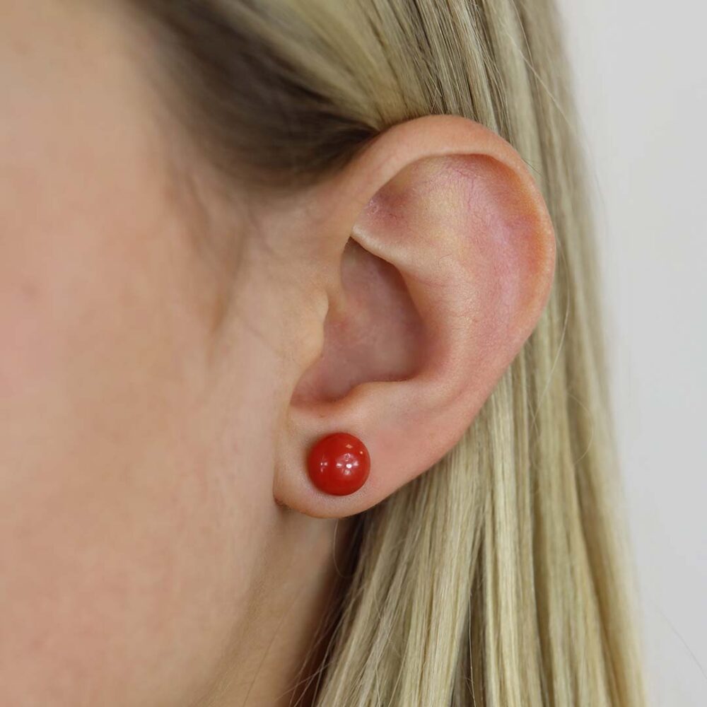 Naja Red Coral Gold Earstuds Heidi Kjeldsen Jewellers ER2215