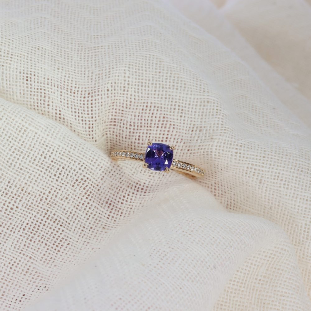 Viola tanzanite and diamond ring by heidi kjeldsen jewellery r1292 white