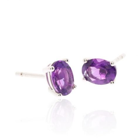 Amethyst Oval Earstuds by Heidi Kjeldsen Jewellers ER1899 Side