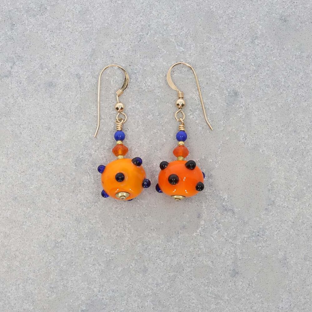 Heidi Blue Orange Dot Murano Glass Heidi Kjeldsen jewellery ER4709 still