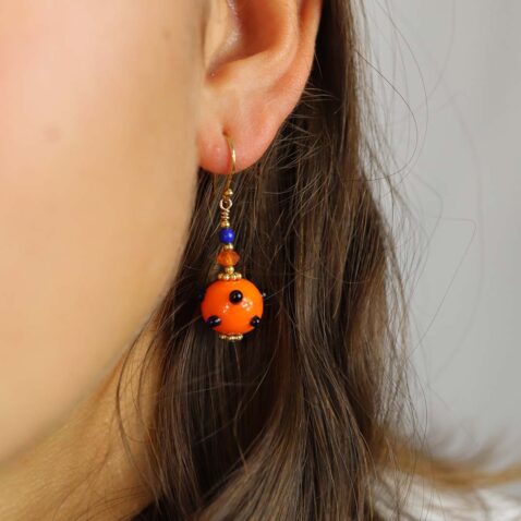 Heidi Blue Orange Glass Drop Earrings Heidi Kjeldsen Jewellery model ER4709 2