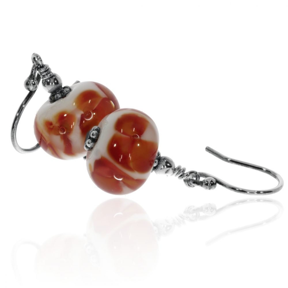Orange Flower Murano Glass Earrings By Heidi Kjeldsen Jewellery ER2418 Side